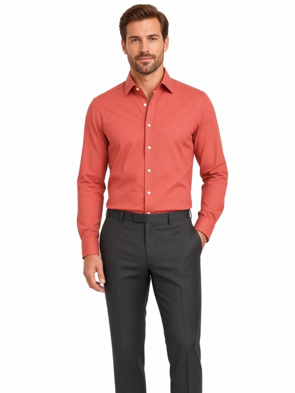 Express Men Coral Slim Fit Dress Shirt